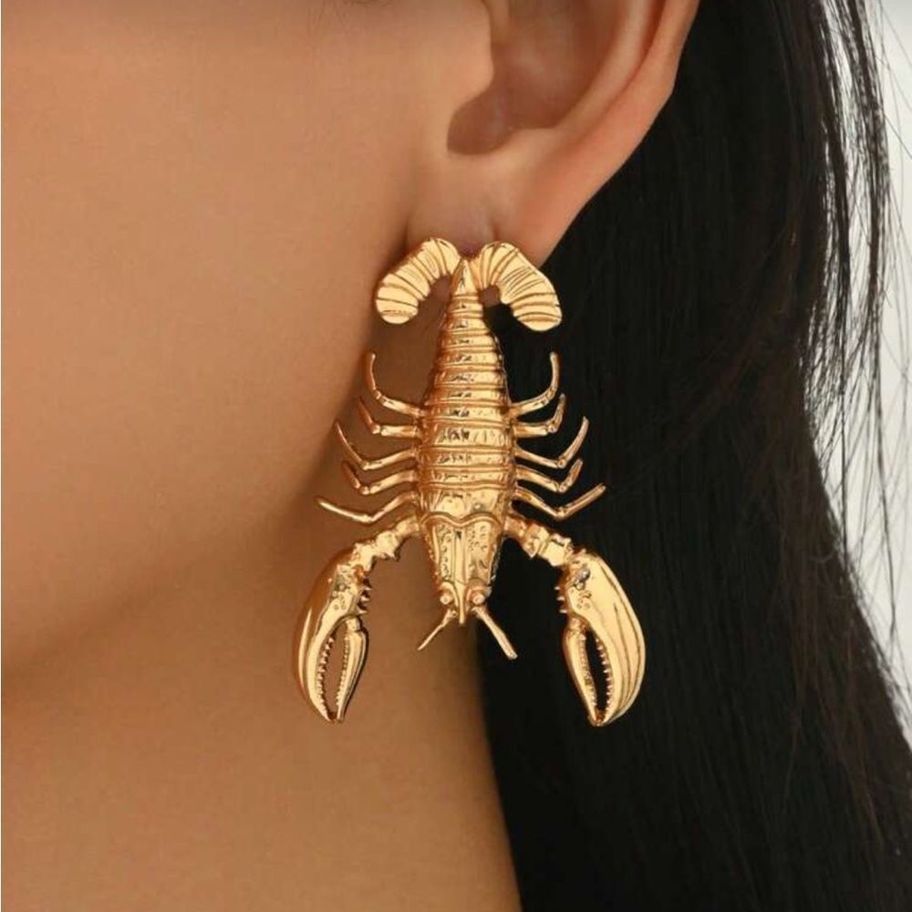 Gold Scorpion Statement Earrings R308